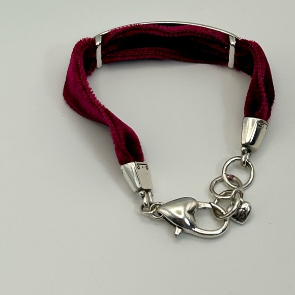 Brighton Believe in Miracles Bracelet Purplish Red Velvet Band Silver Plated - Picture 3 of 11